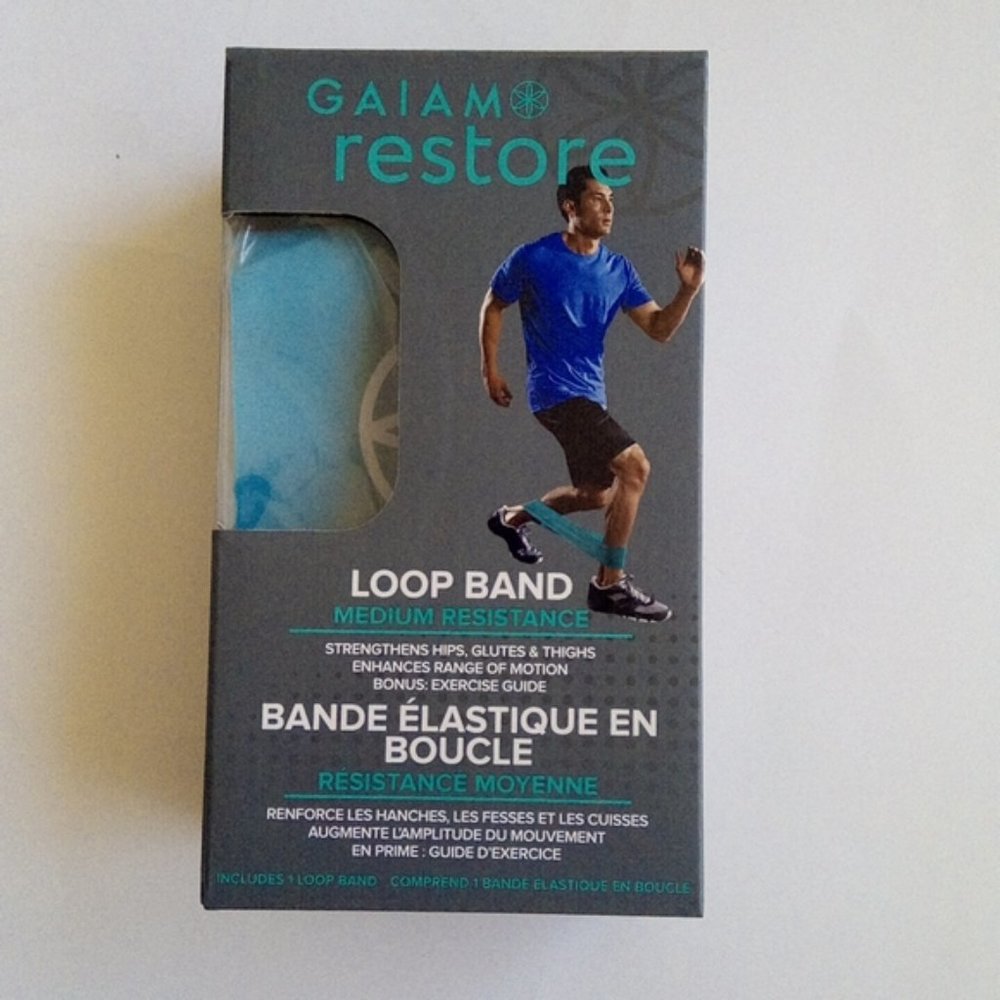 Gaiam Restore Flat Band Medium Loop & Free Downloadable Exercise Guide New Box